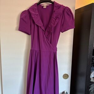 Diane von Furstenberg Purple Ruffle Wrap Dress Size 10 DVF